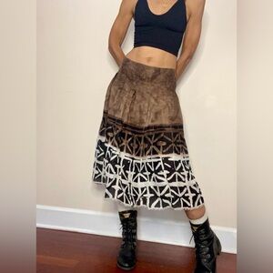 Per Se Linen/ Silk Print Skirt Carlisle Collection